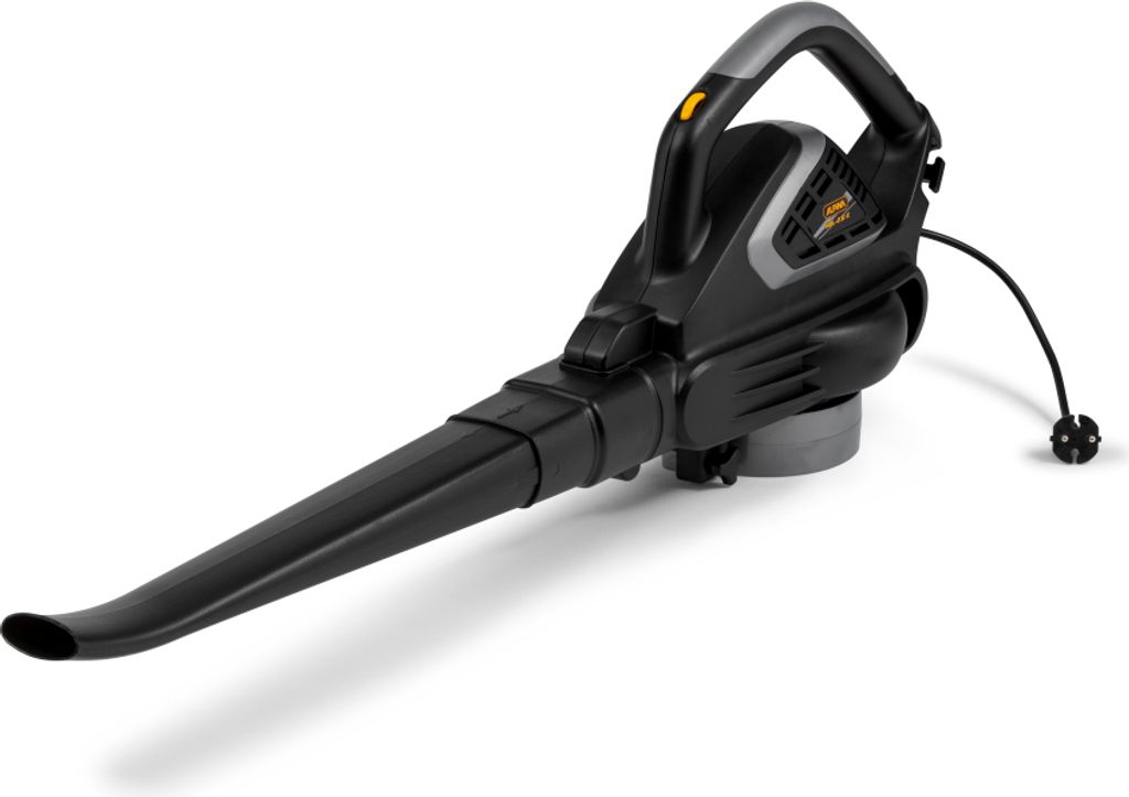 A black electric leaf blower is shown against a white background.