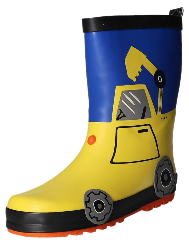Sneakers Kinder-Jungen-Gummistiefel gefüttert Bagger Gelb-Blau-Schwarz, Farbe:gelb, EU Größe:28