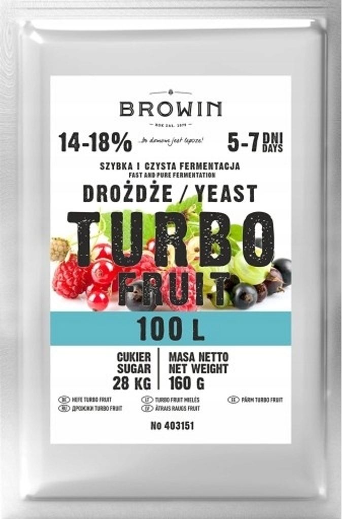 Weinbrennereihefe Turbo Fruit 100 l