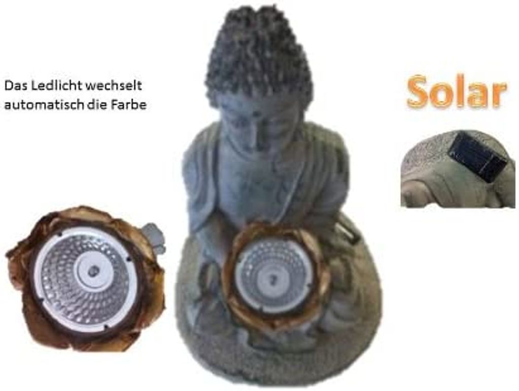 Solar-LED-Lampe Buddha, Farbwechsel, 30x15,5x15,5 cm, wetterbeständig