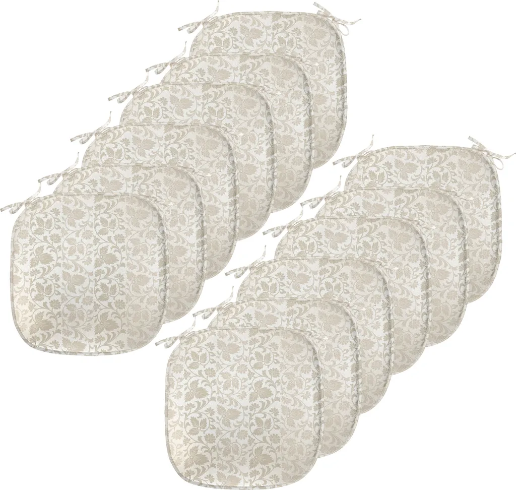 ABAKUHAUS Lot de 12 Coussins de Chaise Rétro Fleurs Beige 40x40 cm