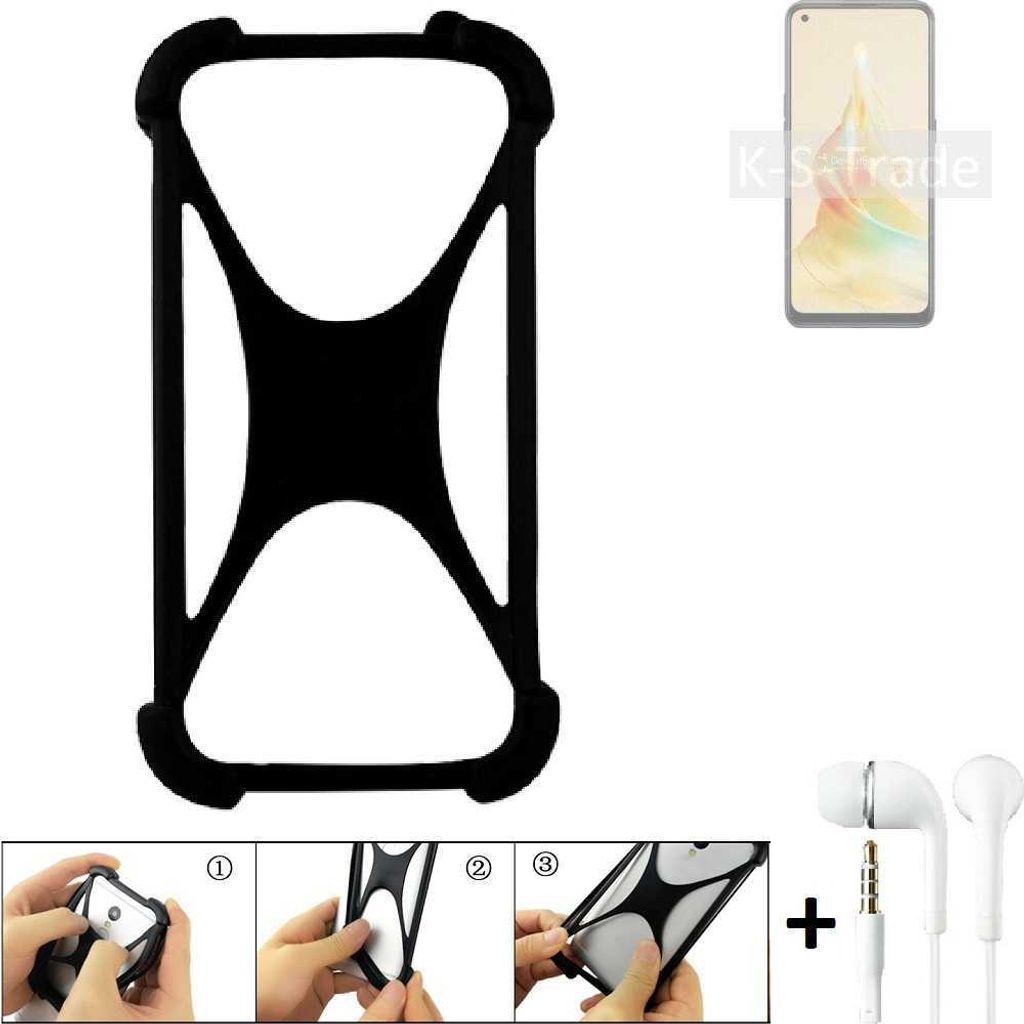 K-S-Trade Handy-Hülle + headphones kompatibel mit Oppo Reno8 T 4G Schutz-Hülle Bumper Silikon Cover Case Silikoncase Silikonbumper TPU Softcase