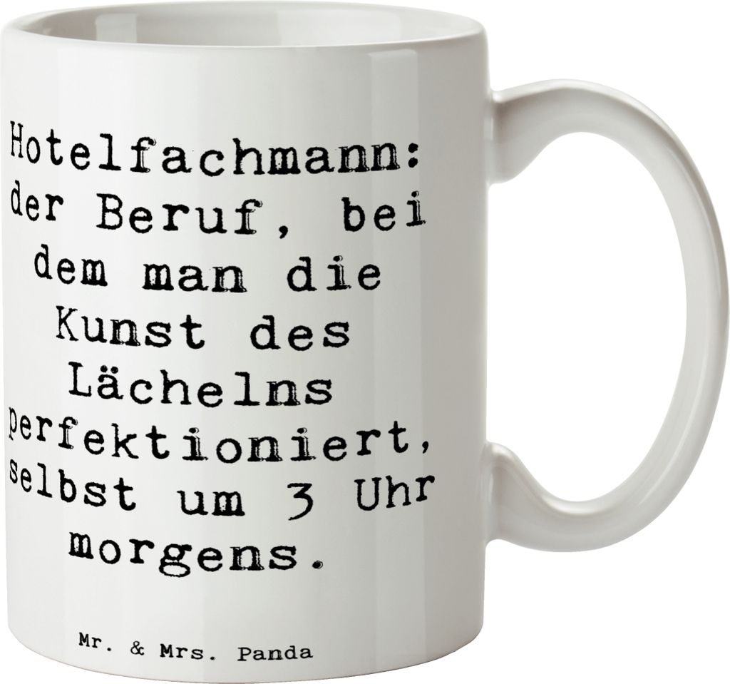 Mr. & Mrs. Panda Keramiktasse Spruch Hotelfachmann Lächeln - Weiß - Geschenk, Beruf, Tasse, Kaffeebecher, Check-out, Kaffeetasse, Geschenke für ...