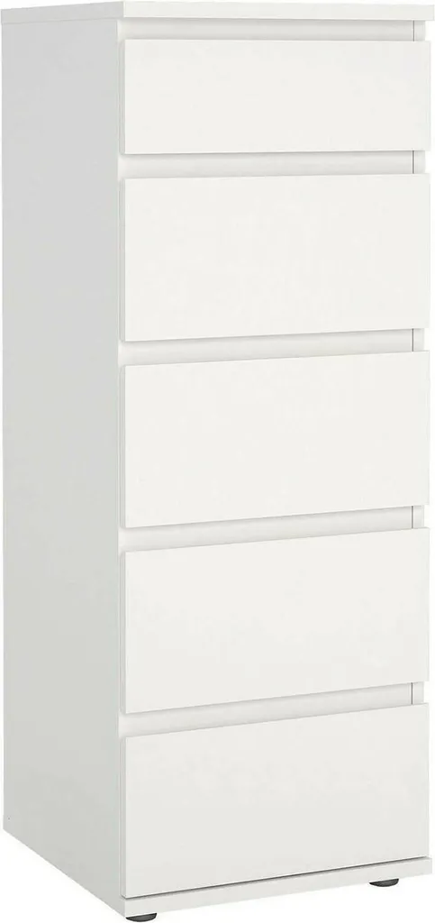 Abelarda Commode 5 Tiroirs 40x40x107h cm Blanc - Rangement Vertical Chic