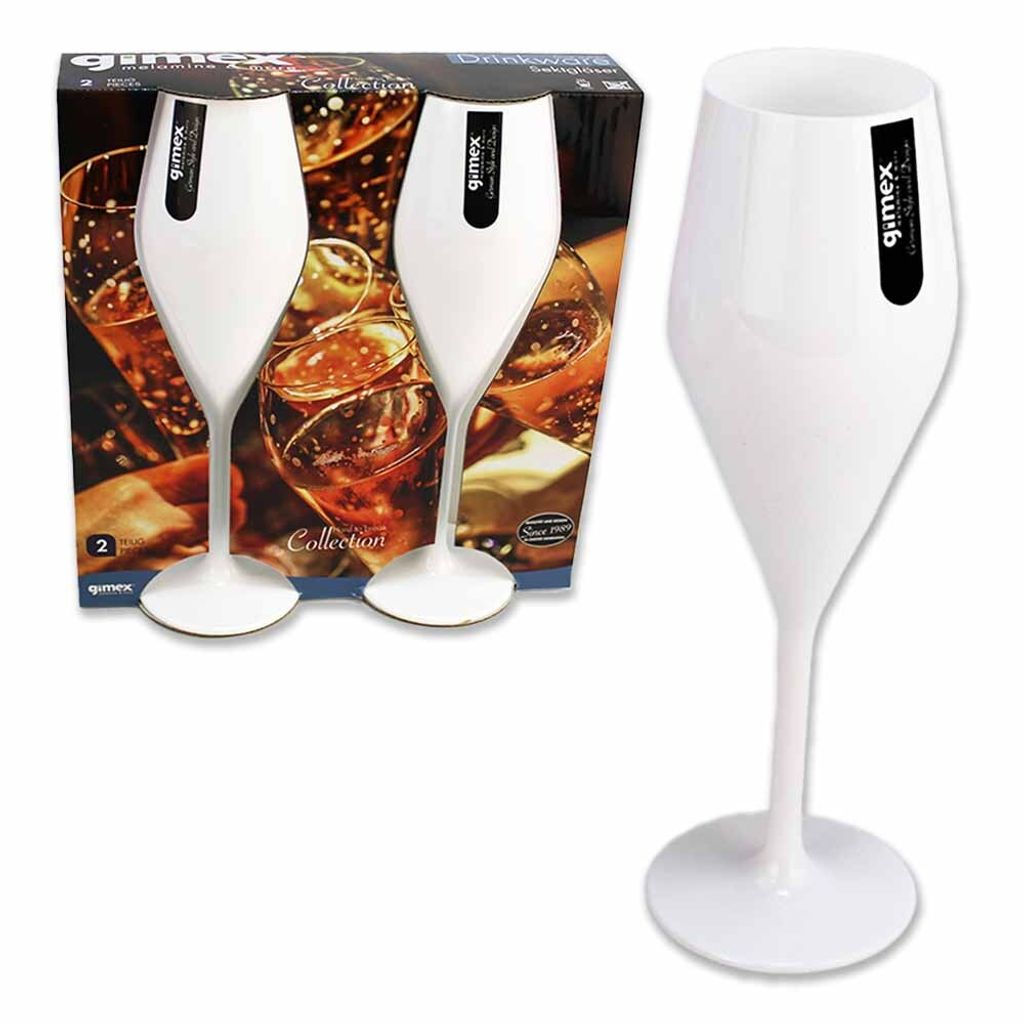 Sektglas weiß Kunststoff - 2 Stück Produktbild 