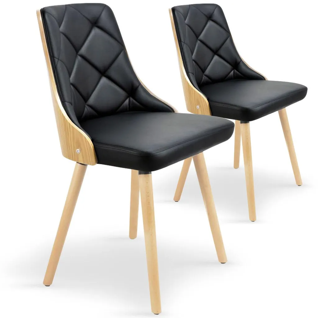 Chaises scandinaves en chêne clair et noir Lalix lot de 2 cozy