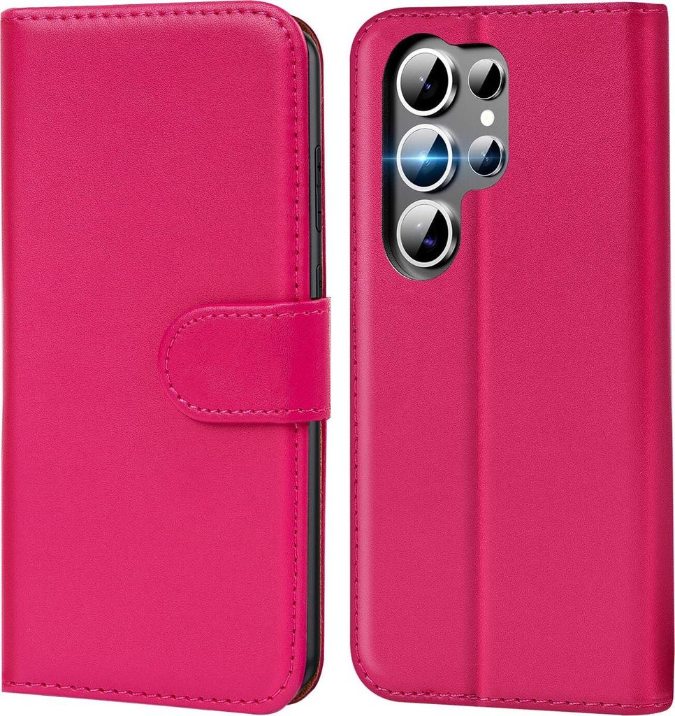Conie Klapp Tasche für Samsung Galaxy S25 Ultra Kartenfach Rundumschutz Hülle in Pink