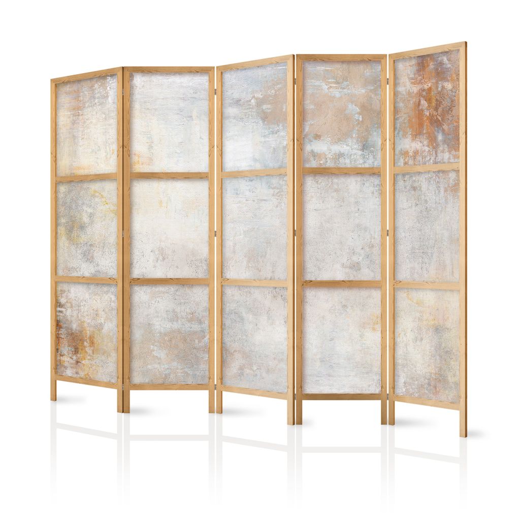 Paravent Abstraktion XXL 225x171 cm 5-teilig einseitig eleganter Sichtschutz Raumteiler Trennwand Raumtrenner Holz Design Motiv Deko Home Office Wa...