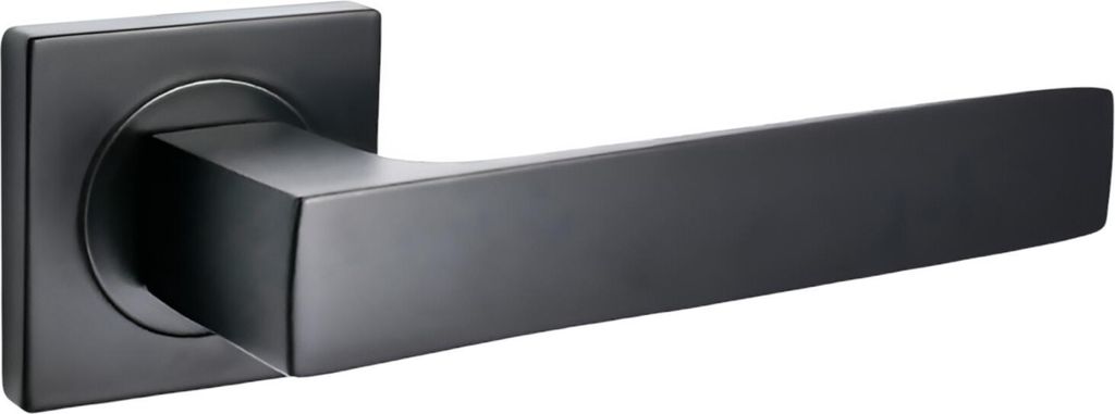 Domino Türgriff ROMBO-QR ohne Schlossrosette quadratischen Rosetten Türklinke für Zimmertür Türbeschläge aus Aluminium Schwarz Türdrückerga...