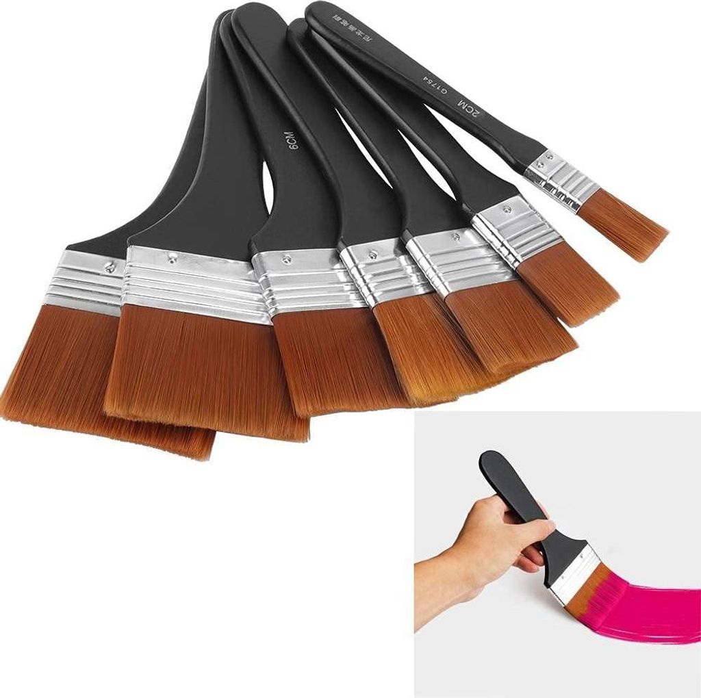 7-teiliges Flachpinsel-Set für Künstler - Gesso, Lack, Acryl, Ölmalerei, Aquarell, Holz, Möbelreiniger