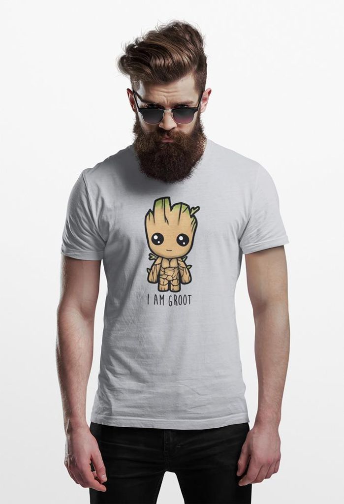 D&B 150 Uni Polo MO00096 I am Groot HellGrau-Größe 3XL