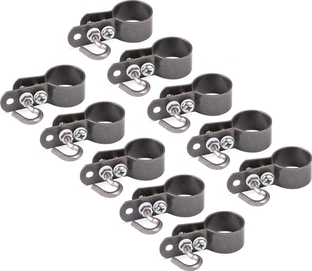 Alberts 832292 Schelle für Geflechtspannstäbe, verzinkt, anthrazit-metallic, Schellen-Ø 34 mm, 10er Set
