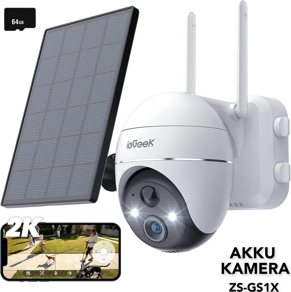 Caméra IP Extérieure sans Fil Solaire 2K ieGeek avec Vision Nocturne