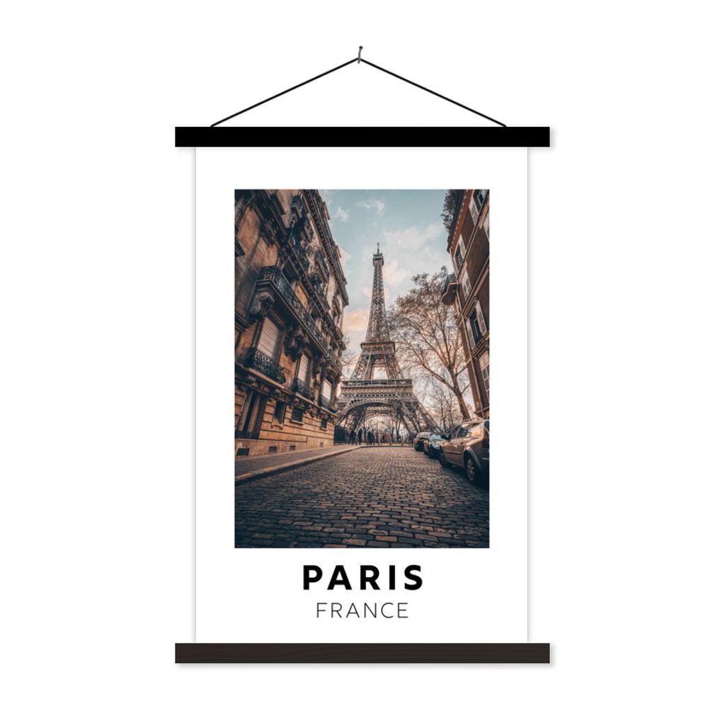 MuchoWow Textilposter Frankreich - Paris - Eiffelturm 40x60 cm mit schwarzem Rahmen - Wanddekorationen