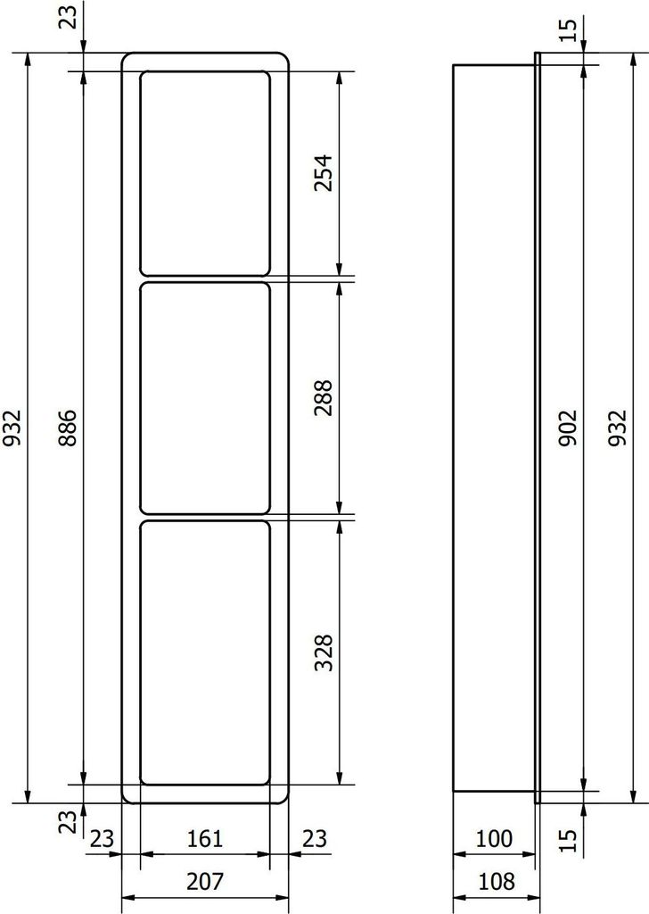 Mexen X-Wall-K étagère encastrée en conglomérat 93,2 x 20,7 Image du produit 