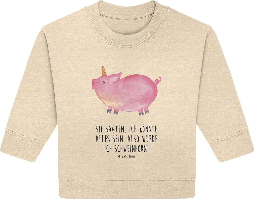 Mr. & Mrs. Panda Organic Baby Pullover Einhorn Schwein 24. - 36. Monat - Natural Raw - Geschenk, Party, Bullover, Spruch, Unicorn, English, Einhörner
