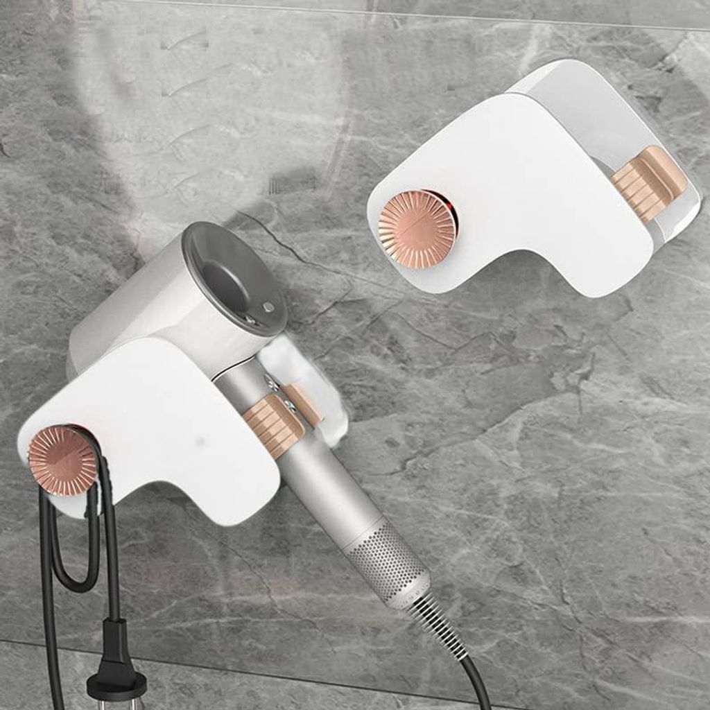Haarföhn Halter Wandmontage Badezimmer - Organizer für Haarstyling - Weiß