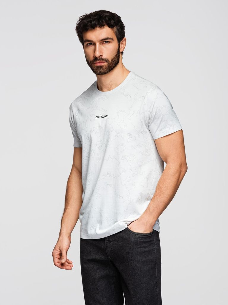Männer Baumwoll-T-Shirt mit Ganzkörper-Druck weiß V2 OM-TSFP-0263 XL