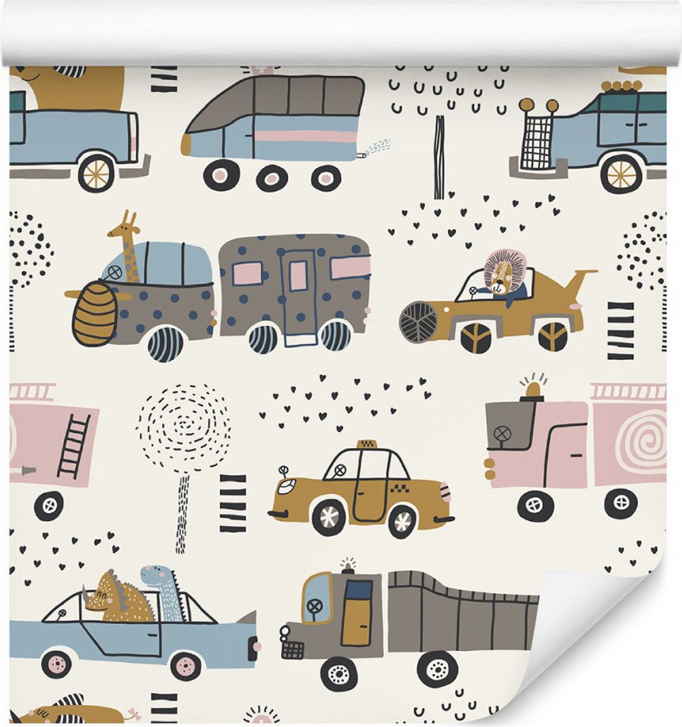 10m VLIES TAPETE Rolle Kinderzimmer Autos Rettungswagen Feuerwehrauto XXL