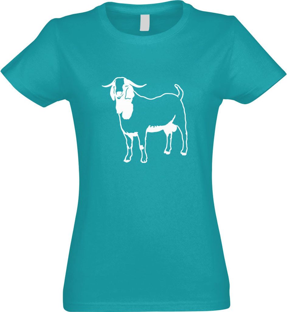 Kiwistar - T-Shirt tailliert - Damen - türkis - Hausziege Motiv 1- Ziegen - mit Motiv Bedruckt - Funshirt Design - Sport - Freizeit - Damen - S