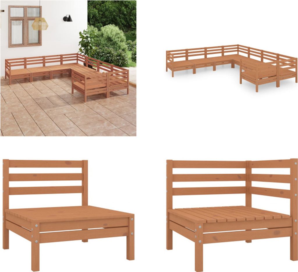 vidaXL 8 tlg. Garten Lounge Set Massivholz Kiefer Honigbraun - Garten-Lounge-Set - Outdoor-Lounge-Set - Holzsofa - Holz Gartensofa