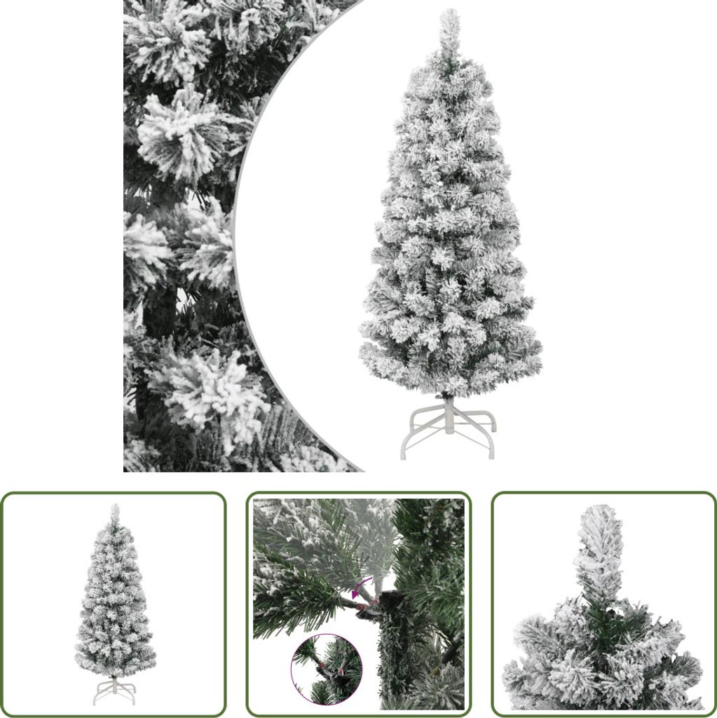 The Living Store Künstlicher Weihnachtsbaum Klappbar Beschneit 120 cm