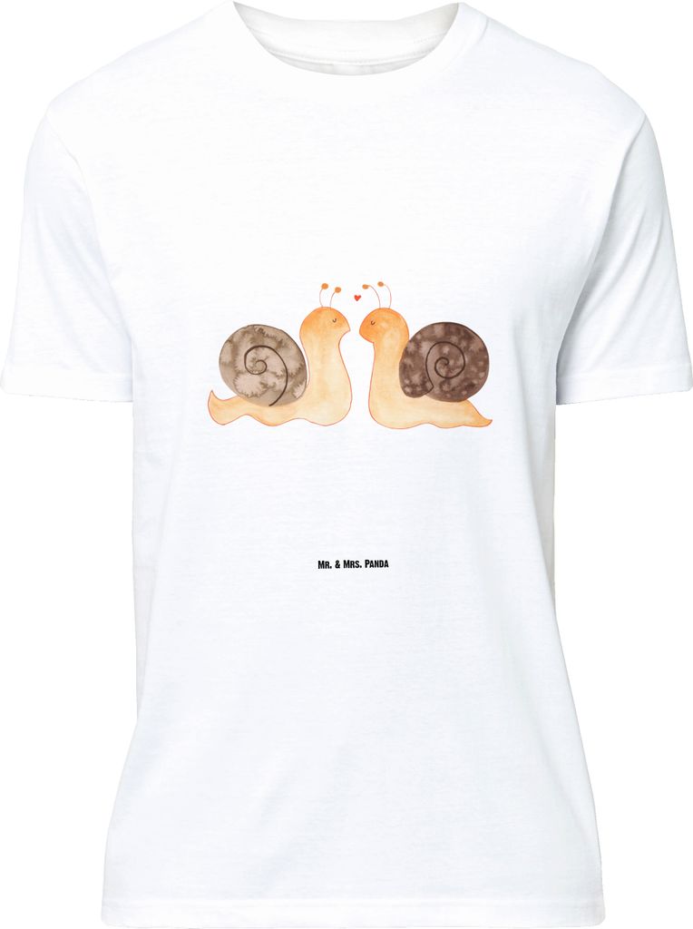 Mr. & Mrs. Panda Größe M T-Shirt Schnecken Liebe - Weiß - Geschenk, mit Spruch, Shirt, Zufrieden, Verliebt, Herren, glücklich, Pärchen, Freund...