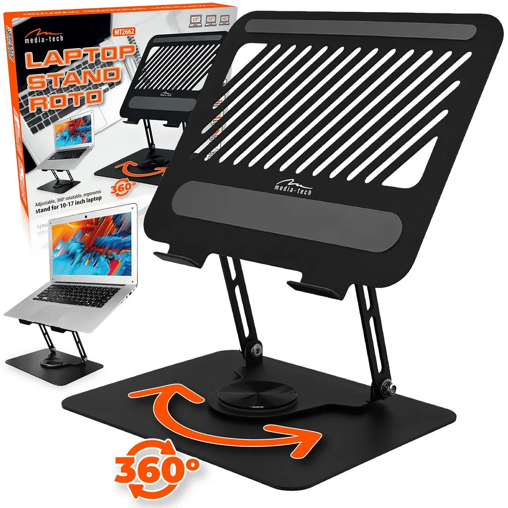 Support PC Portable Ergonomique avec Rotation 360 Media-Tech MT266 Pro