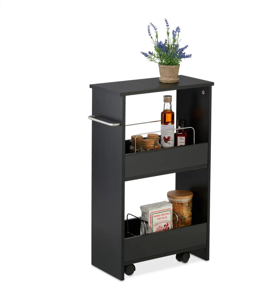 Meuble de niche à 3 niveaux 66,5 x 42 x 20 cm, étagère étroite noire