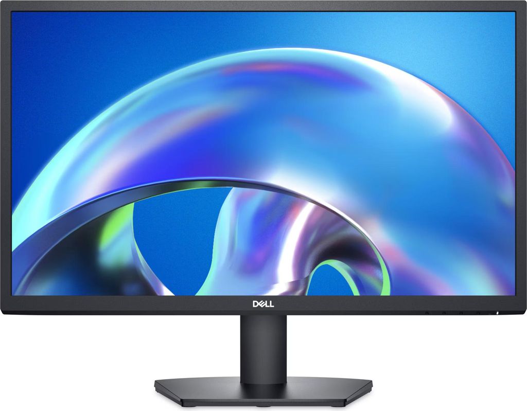 A computer monitor on a stand.