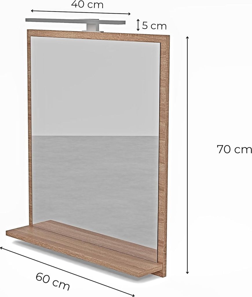 Specchio da Bagno con Mensola Sonoma 70x60 cm con Immagine del prodotto 