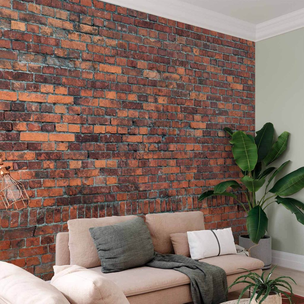 Selbstklebende Folie Fototapete - Vintage Wall (Red Brick) 98x70 cm Muster f-A-0433-a-a