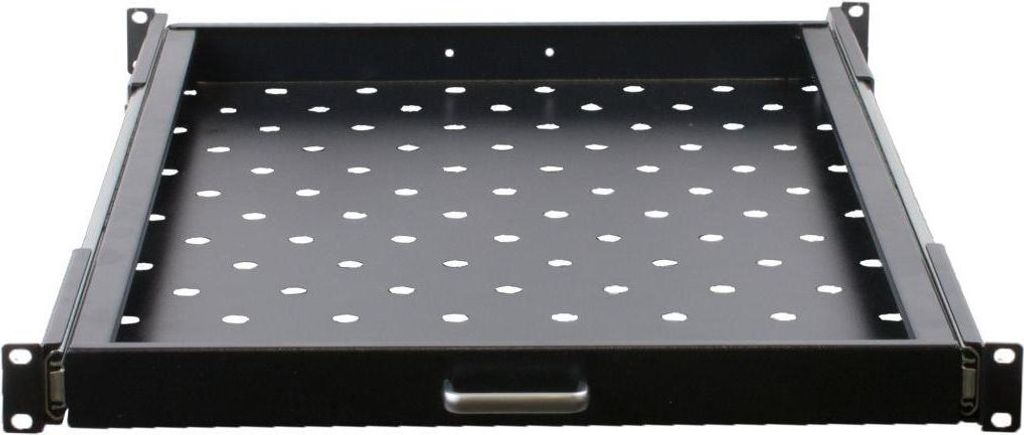 Rockstable 1 HE 19" Fachboden Ausziehbar - Regalboden - Schwarz - SPCC - Stahl - 20 kg - 1U - Oval