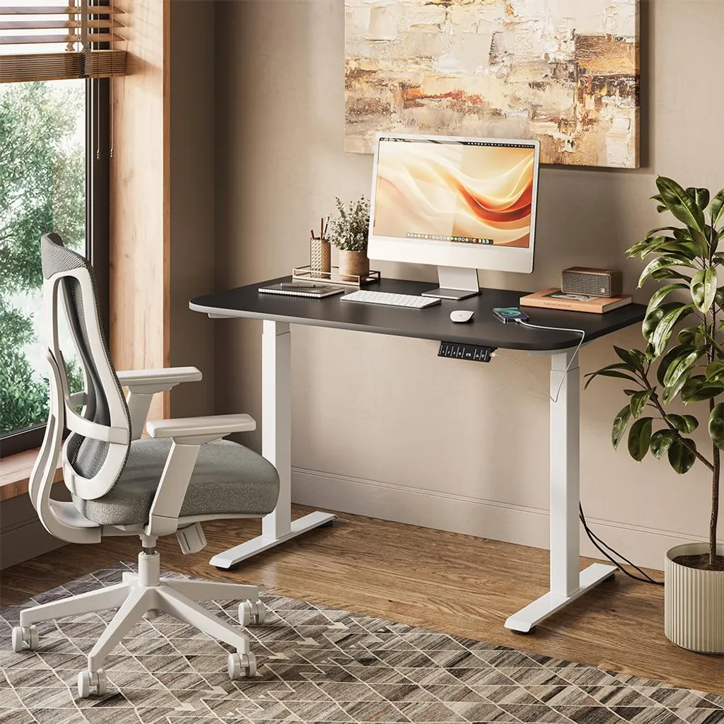 Bureau assis-debout motorisé Vicco Elevate 120x70cm blanc anthracite