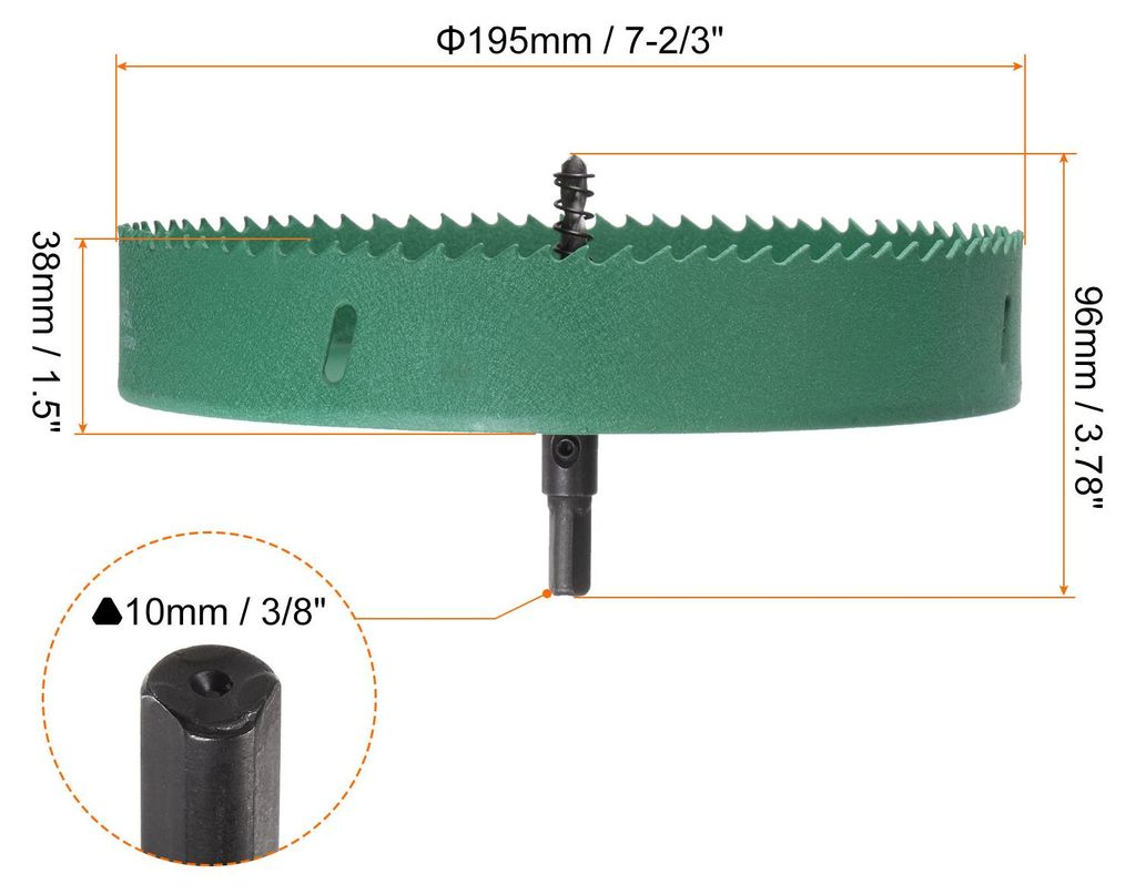 Bi-Metall Lochs?ge 195mm (7-2/3") M42 HSS (Schnellarbeitsstahl) Lochs?ge Bohrspitze Schneideger?t fš¹r Holz Plastik Metall Blatt Gipsplatte