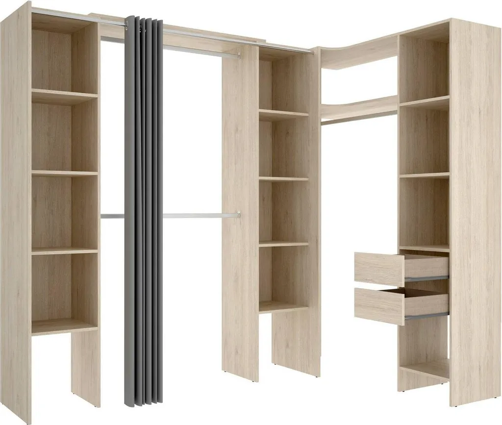 Armoire de Chambre XXL en Chêne Marron Dindo 234 cm avec Rangement Bas