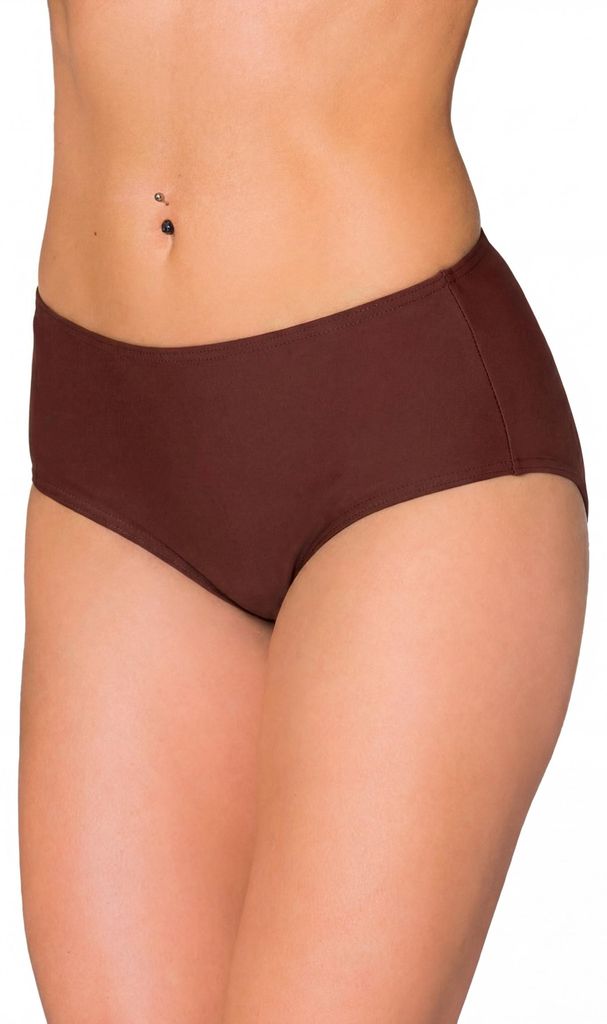 Aquarti Bikinihose Damen mit Mittelhohem Bund – Klassische Bikinihosen für Damen in Unifarben, Farbe: Schokoladenbraun, Größe: 40