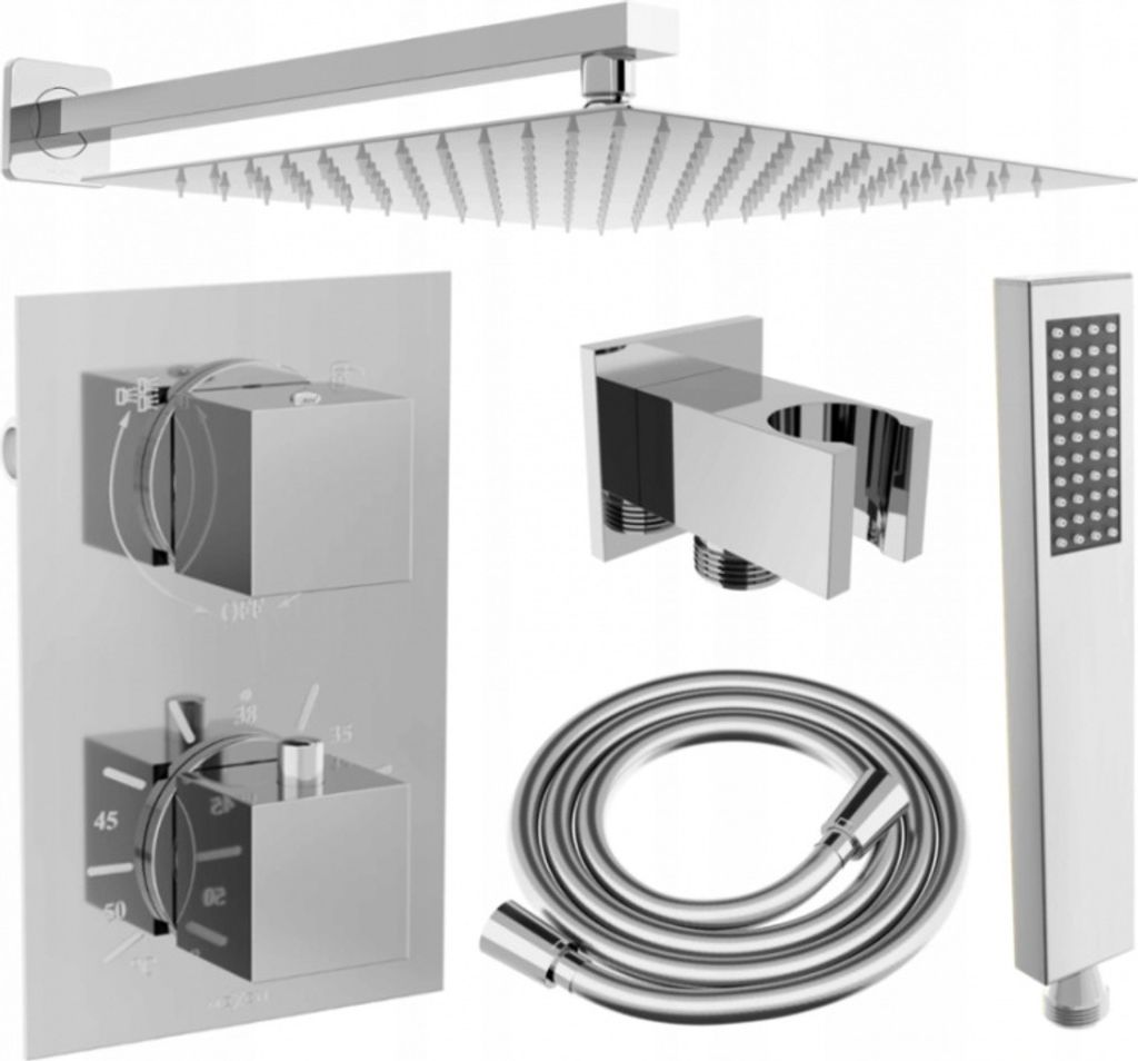 Mexen Cube DR02 Brausegarnitur für Unterputzmontage z Kopfbrause 30 cm, Chrom - 77502DR0230-00
