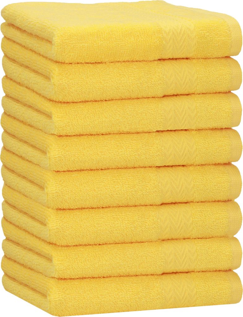Betz 8 Stück Handtücher 50x100 cm PREMIUM 100% Baumwolle Farbe: gelb