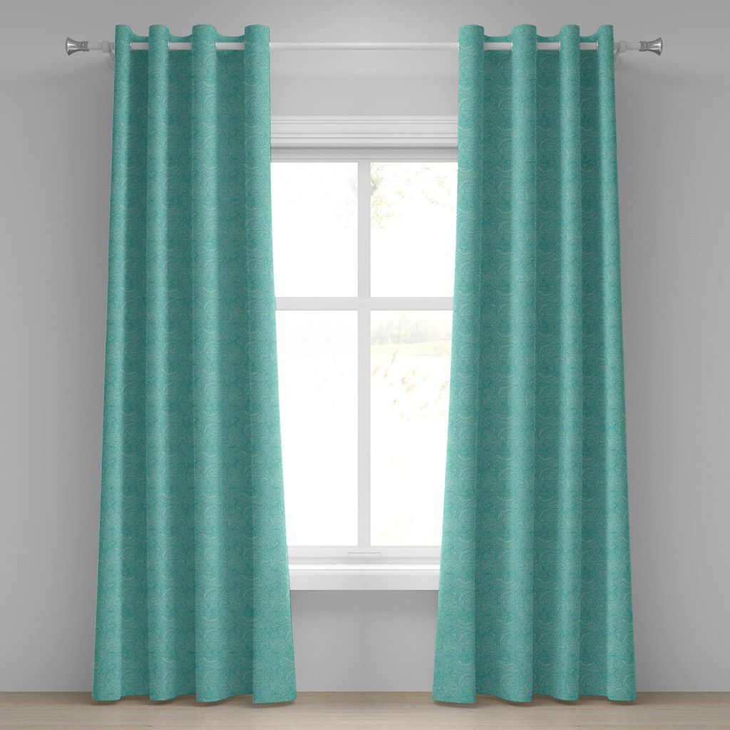 ABAKUHAUS Wasser Ösenvorhang, Vintage botanische Natur lässt Ader-Wirbels-Efeu-Mosaik inspirierten Bild-Druck, Dekorative 2-Panel-Fenstervorhäng...