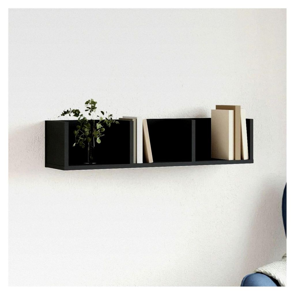 Wandschrank Schwarz 75 x 18 x 16,5 cm Holzregal