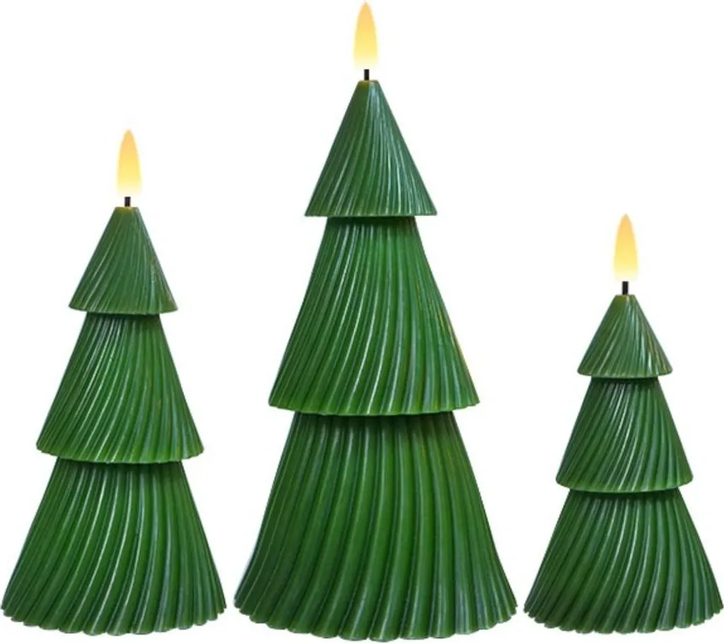 Bougies LED Sapin pour Décoration Table de Noël Lot de 3 avec Commande
