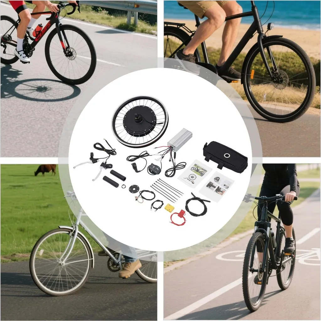 Roue de Vélo Électrique 1000W - Kit de Conversion Complet avec Sacoche