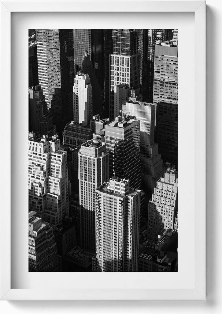 Schwarz-weiße Stadtarchitektur– Wandbild mit Rahmen – Gerahmtes Bild – Wanddekoration – 40x60 cm – Weiß