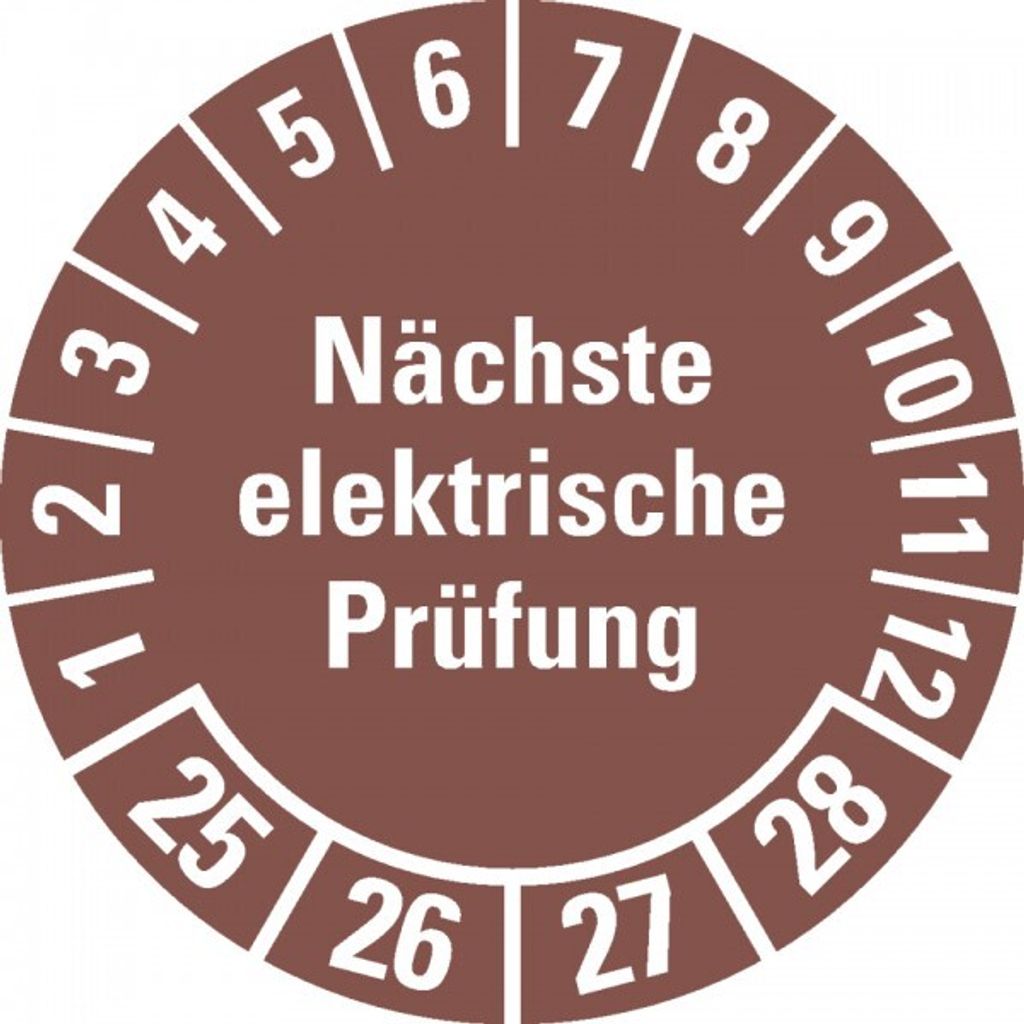 Dreifke Aufkleber I Prüfplakette Nächste elektrische Prüfung 25-28, braun, D...