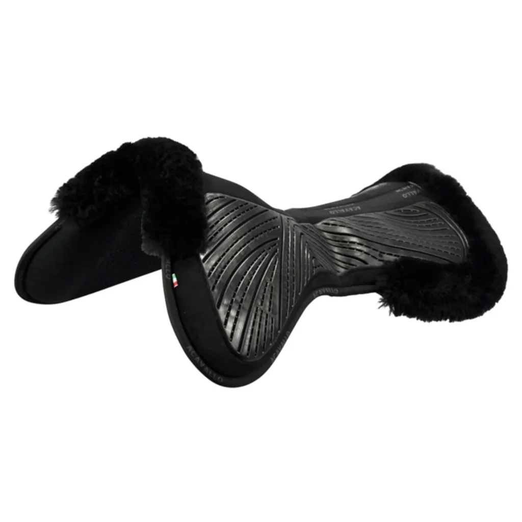 Demi-coussin Acavallo Gel Antichoc et Laine de Mouton Lammfell Noire