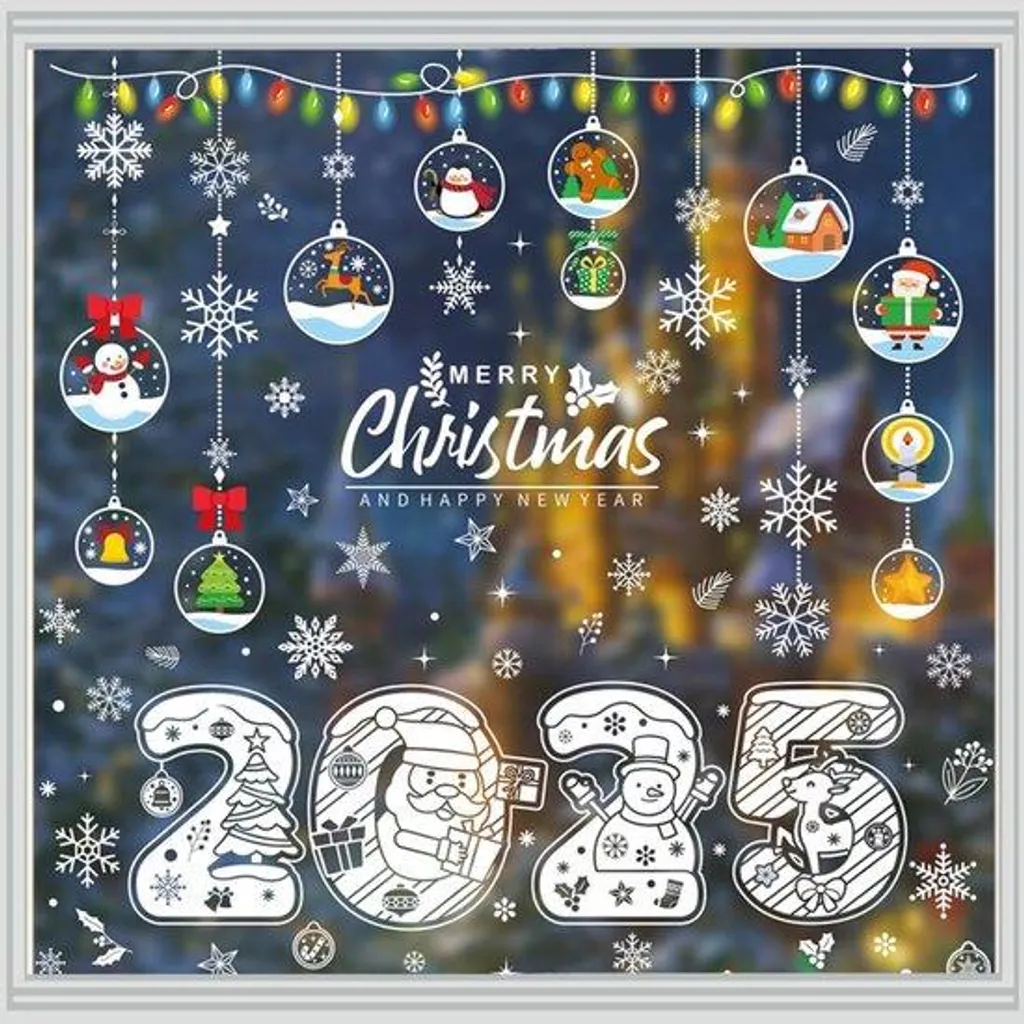 Autocollants de Noël en PVC - 8 Feuilles de Flocons de Neige Statiques