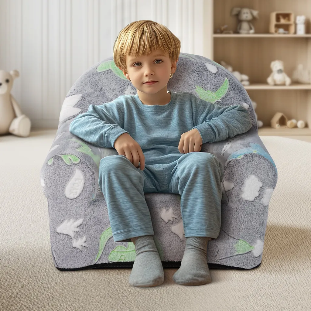 Divano per Bambini Grigio Fosforescente | Poltrona Letto Ergonomica - 8