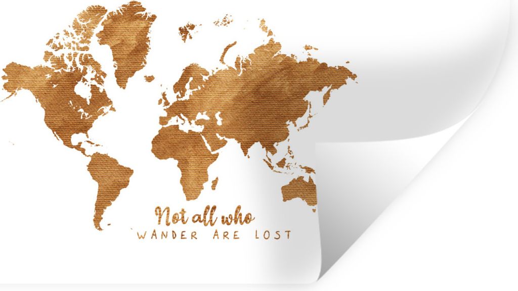 MuchoWow Wandtattoo Wandsticker Wandaufkleber Karte - Bronze - Zitat 80x40 cm Selbstklebend und Repositionierbar - Aufkleber