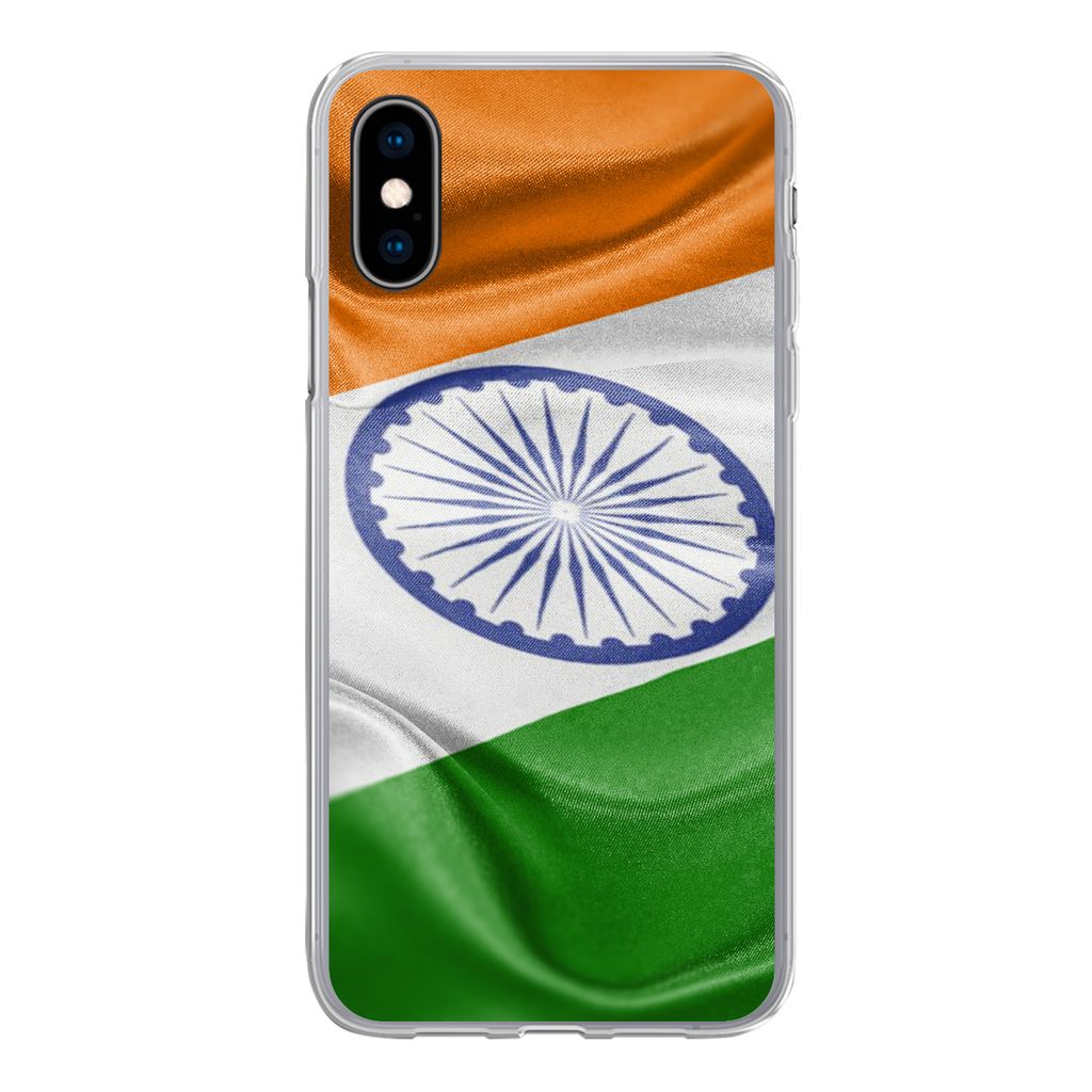 MuchoWow Handyhülle Schutzhülle Hülle für iPhone X Nahaufnahme der Flagge von Indien Silikon Softcase Handy Hülle - Handyhülle